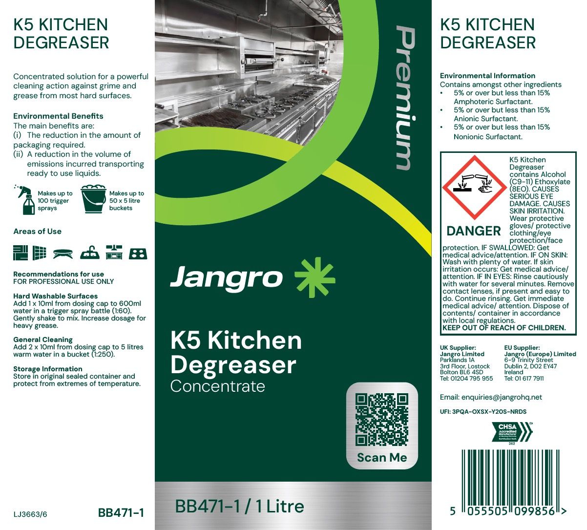 Jangro Premium K5 Kitchen Degreaser - 1L