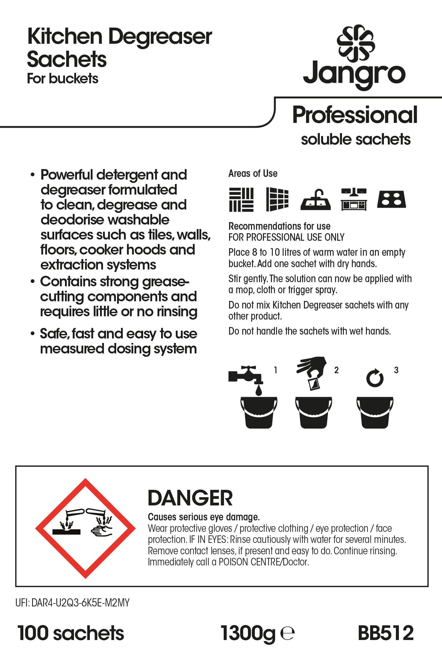 Jangro Professional Kitchen Degreaser Sachets - Bucket