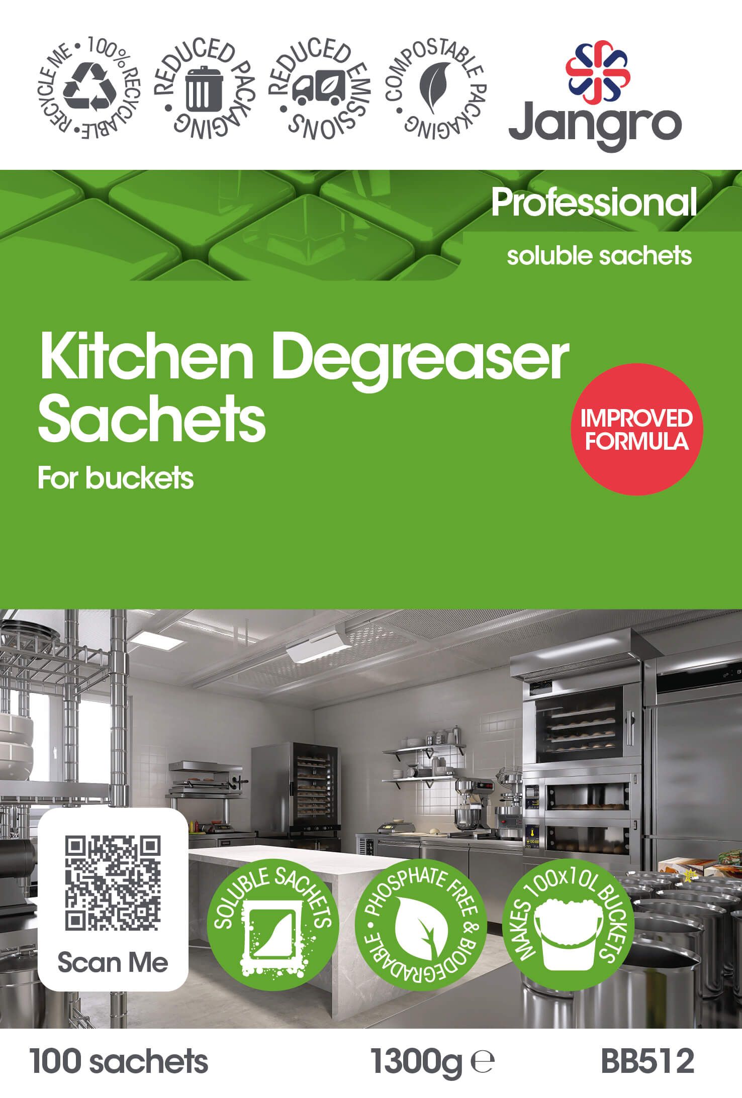 Jangro Professional Kitchen Degreaser Sachets - Bucket