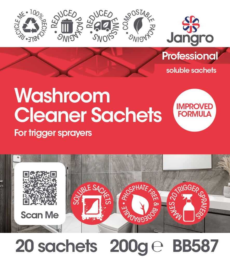 Jangro Professional Washroom Cleaner Sanitiser Sachets - Sprayer