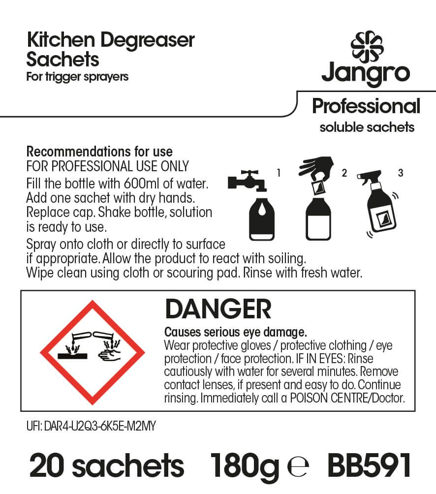 Jangro Professional Kitchen Degreaser Sachets - Sprayer