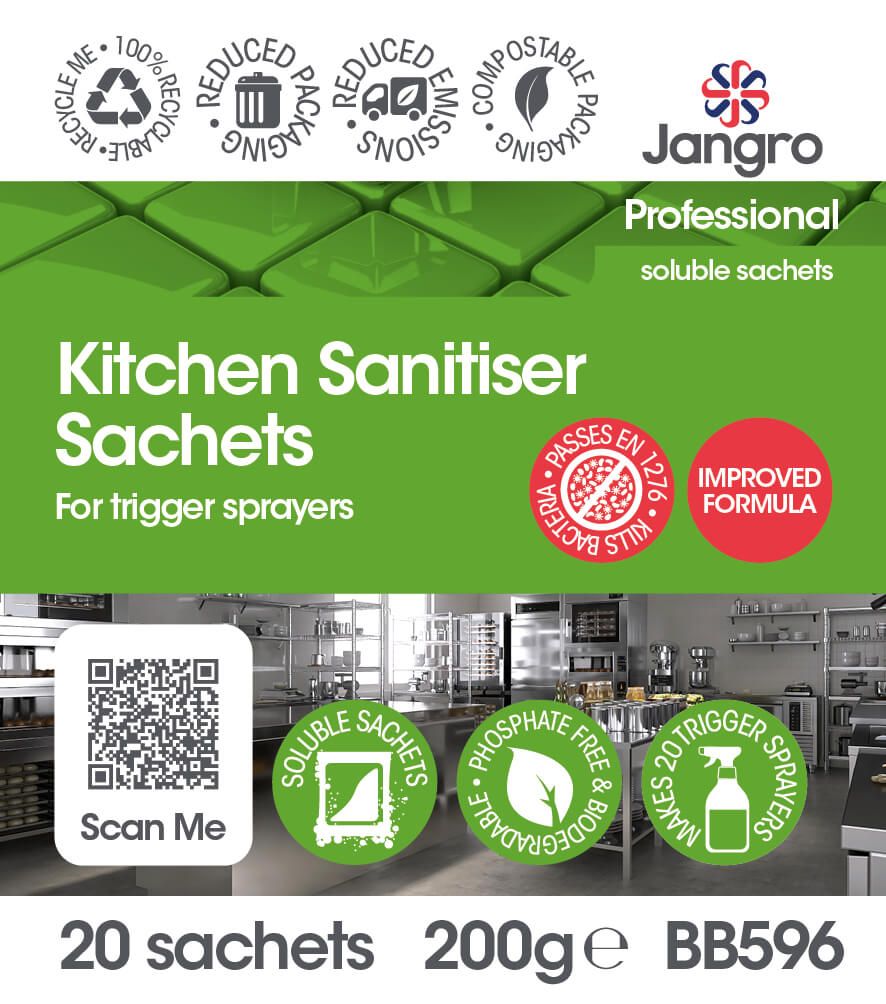 Jangro Professional Kitchen Sanitiser Sachets - Sprayer