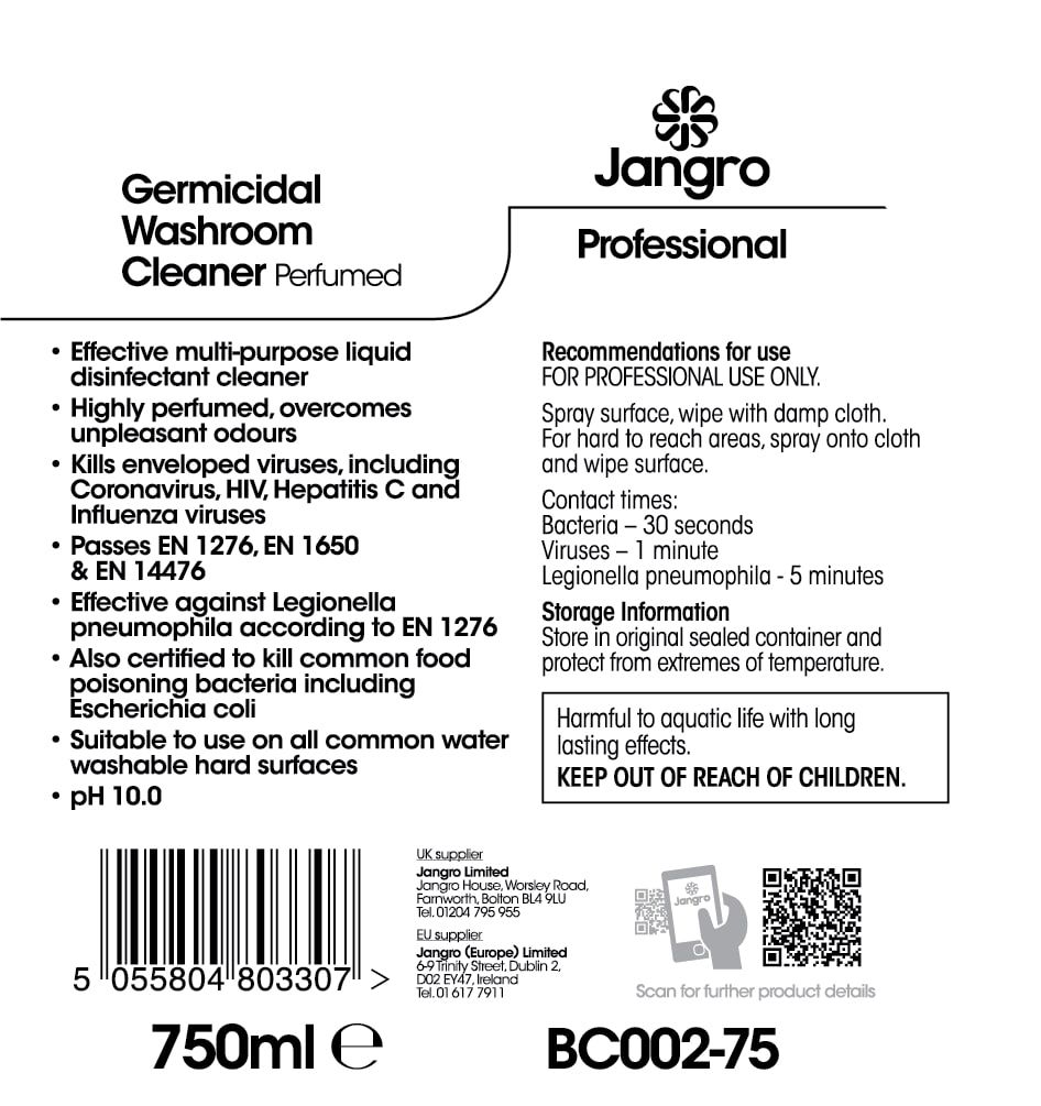 Jangro Perfumed Germicidal Washroom Cleaner - 750ml