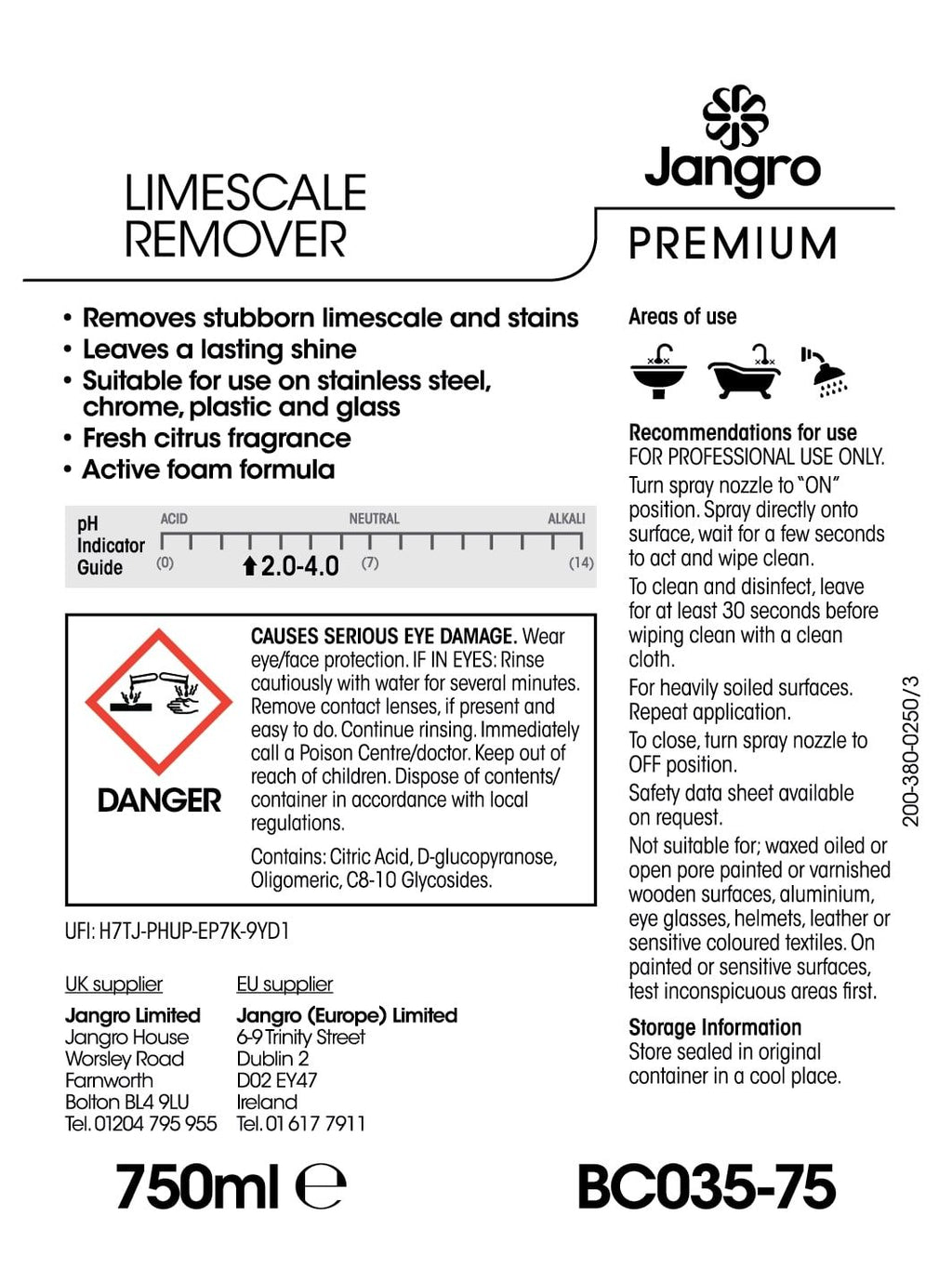 Jangro Premium Limescale Remover - 750ml
