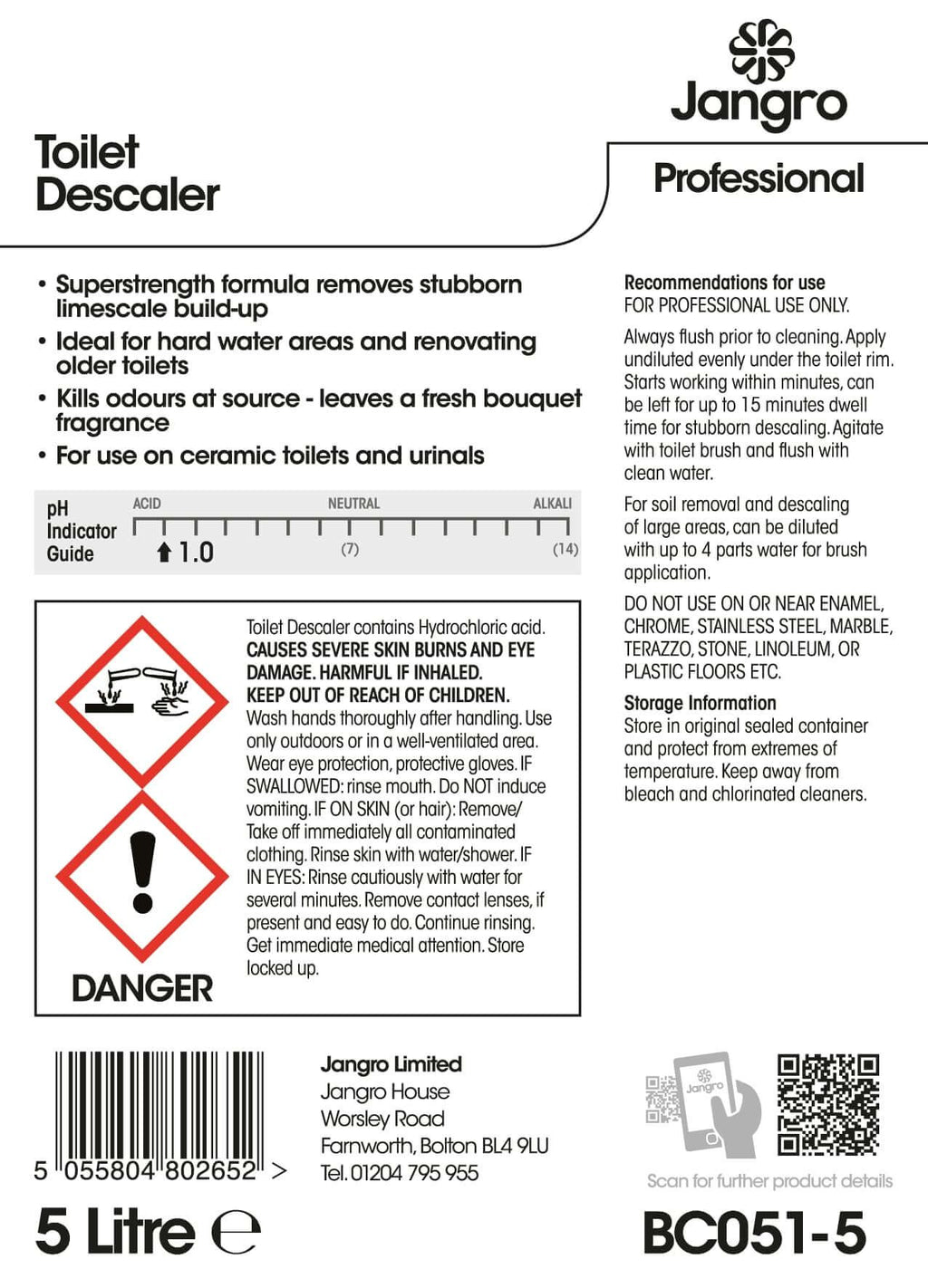 Jangro Professional Toilet Descaler - 5L