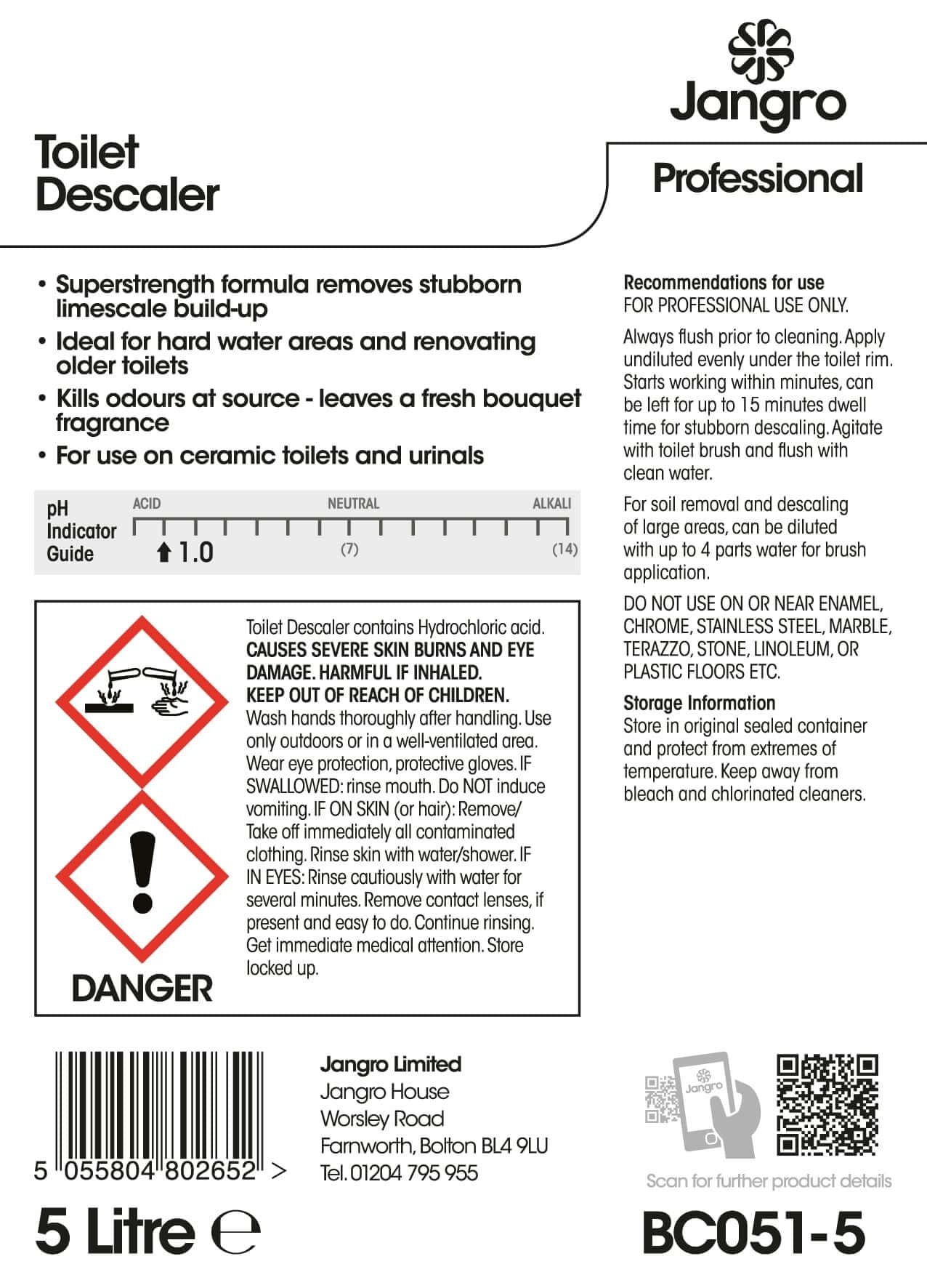 Jangro Professional Toilet Descaler - 5L