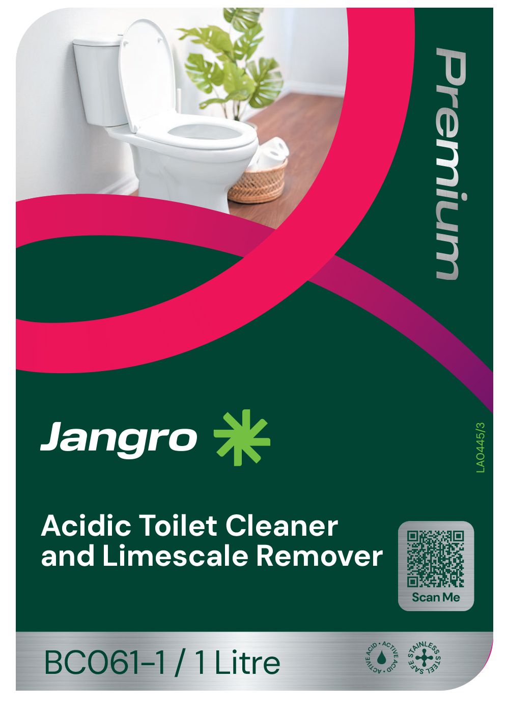 Jangro Premium Acidic Toilet Cleaner and Limescale Remover - 1L