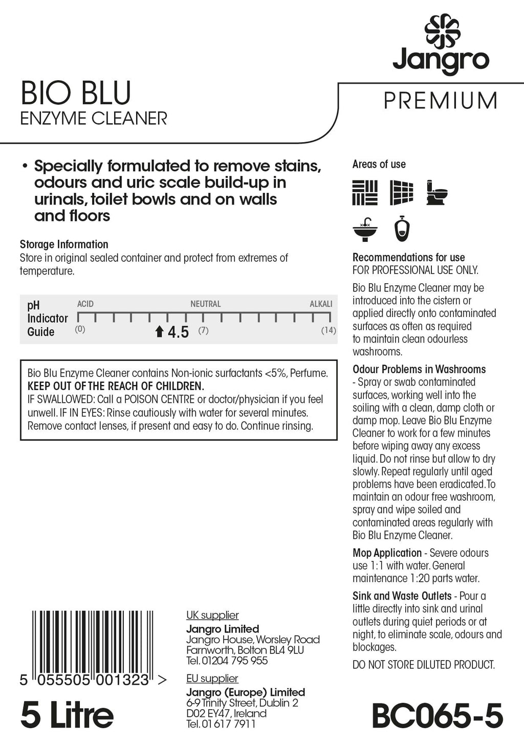 Jangro Premium Bio Blu Enzyme Cleaner - 5L
