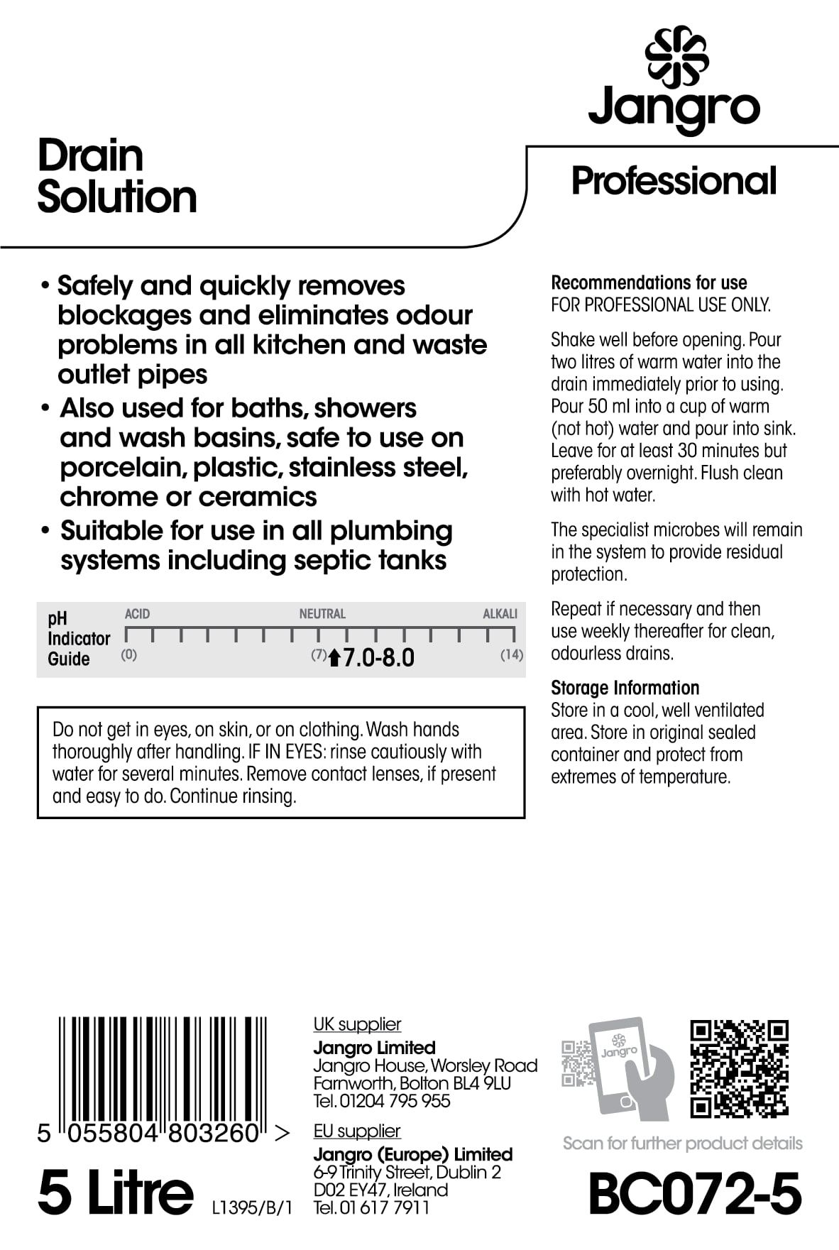 Jangro Professional Drain Solution - 5L