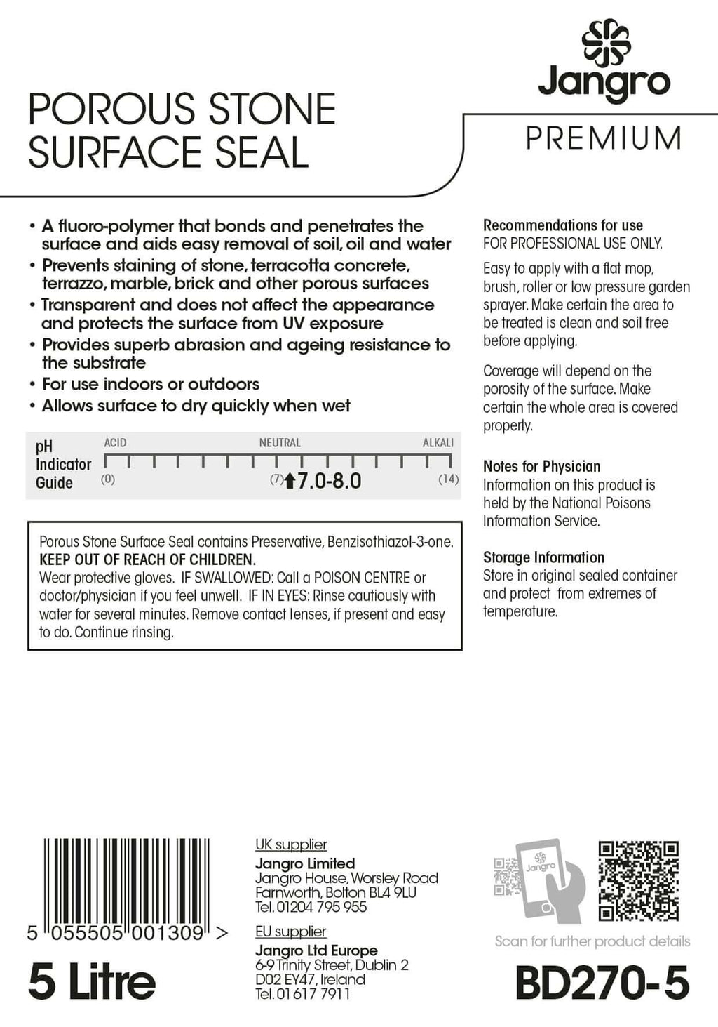 Jangro Premium Porous Stone Surface Seal - 5L