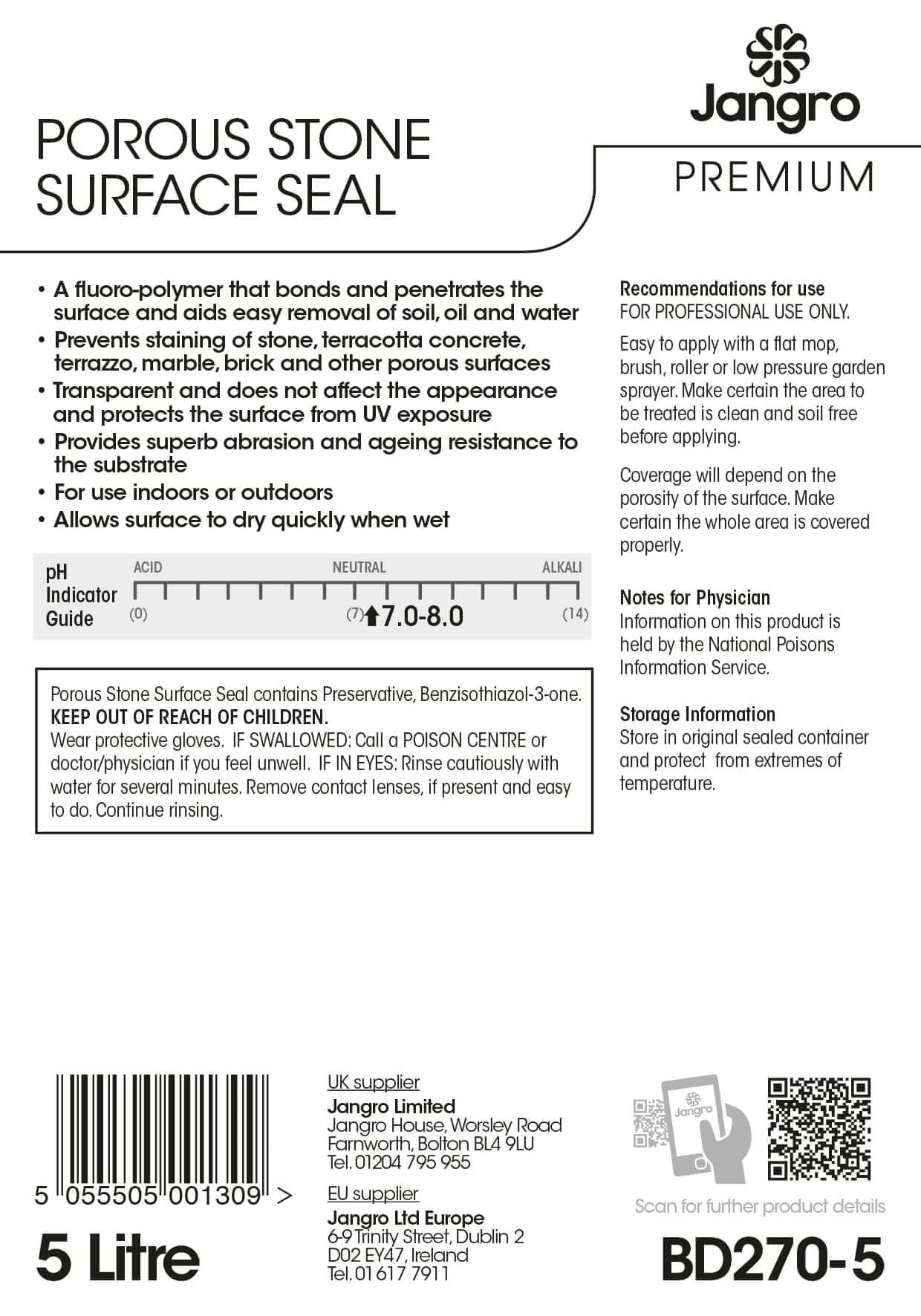 Jangro Premium Porous Stone Surface Seal - 5L