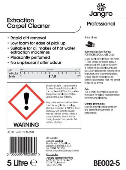 Jangro Extraction Carpet Cleaner - 5L