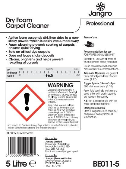 Jangro Dry-Foam Carpet Cleaner - 5L