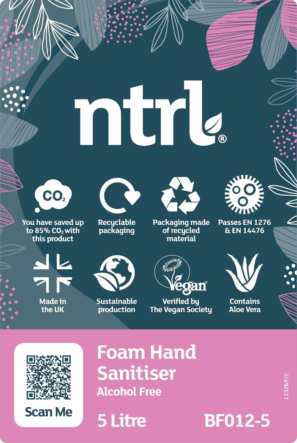 Jangro ntrl Foam Hand Sanitiser Alcohol Free 5L