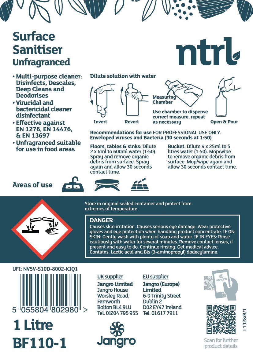 Jangro ntrl Surface Sanitiser Unfragranced - 1L