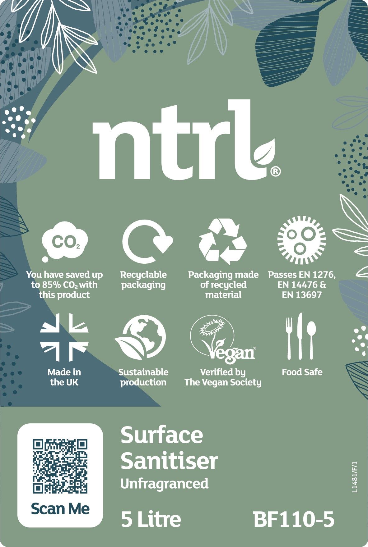 Jangro ntrl Surface Sanitiser Unfragranced - 5L