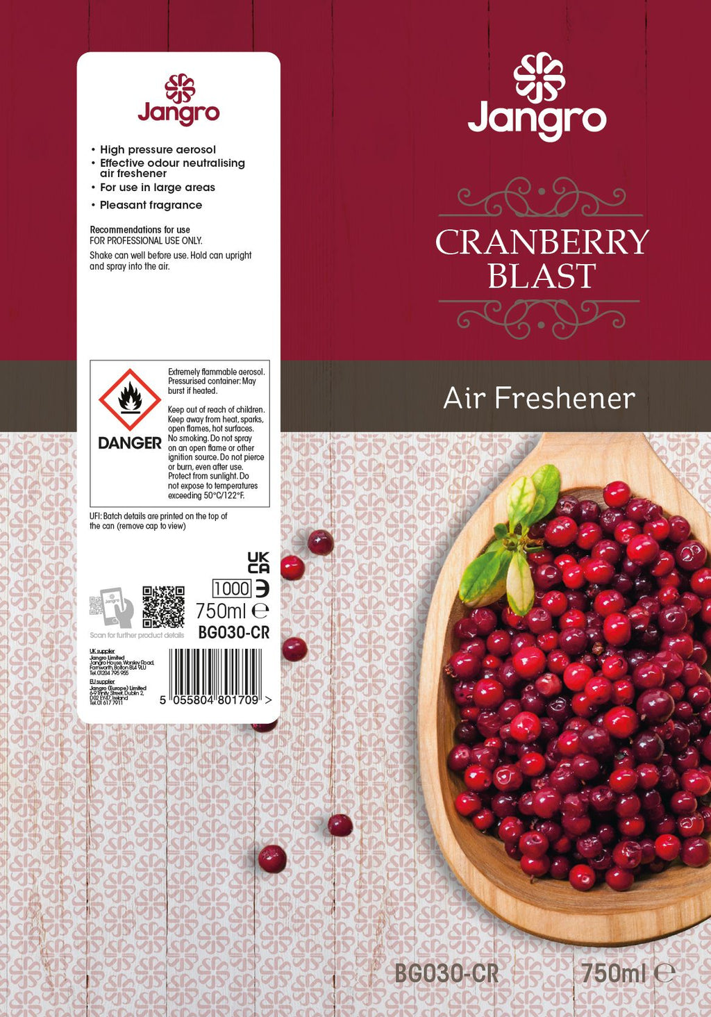 Jangro Air Freshener - 750ml - Cranberry Blast