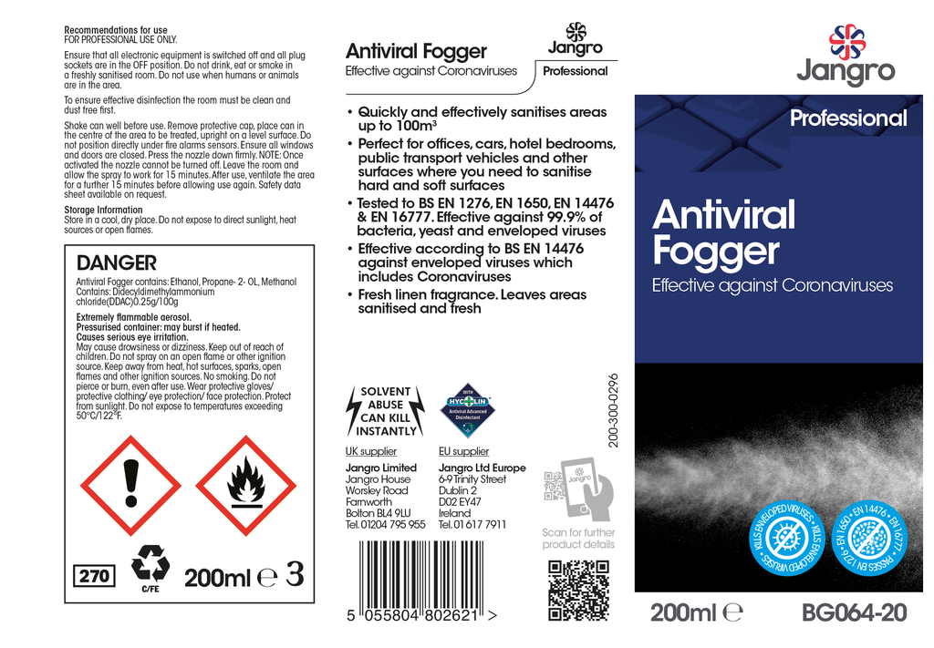 Jangro Professional Antiviral Fogger - 200ml