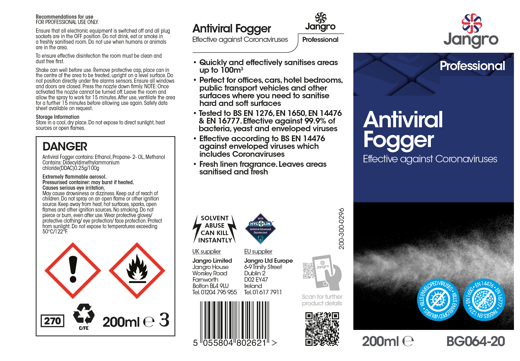 Jangro Professional Antiviral Fogger - 200ml