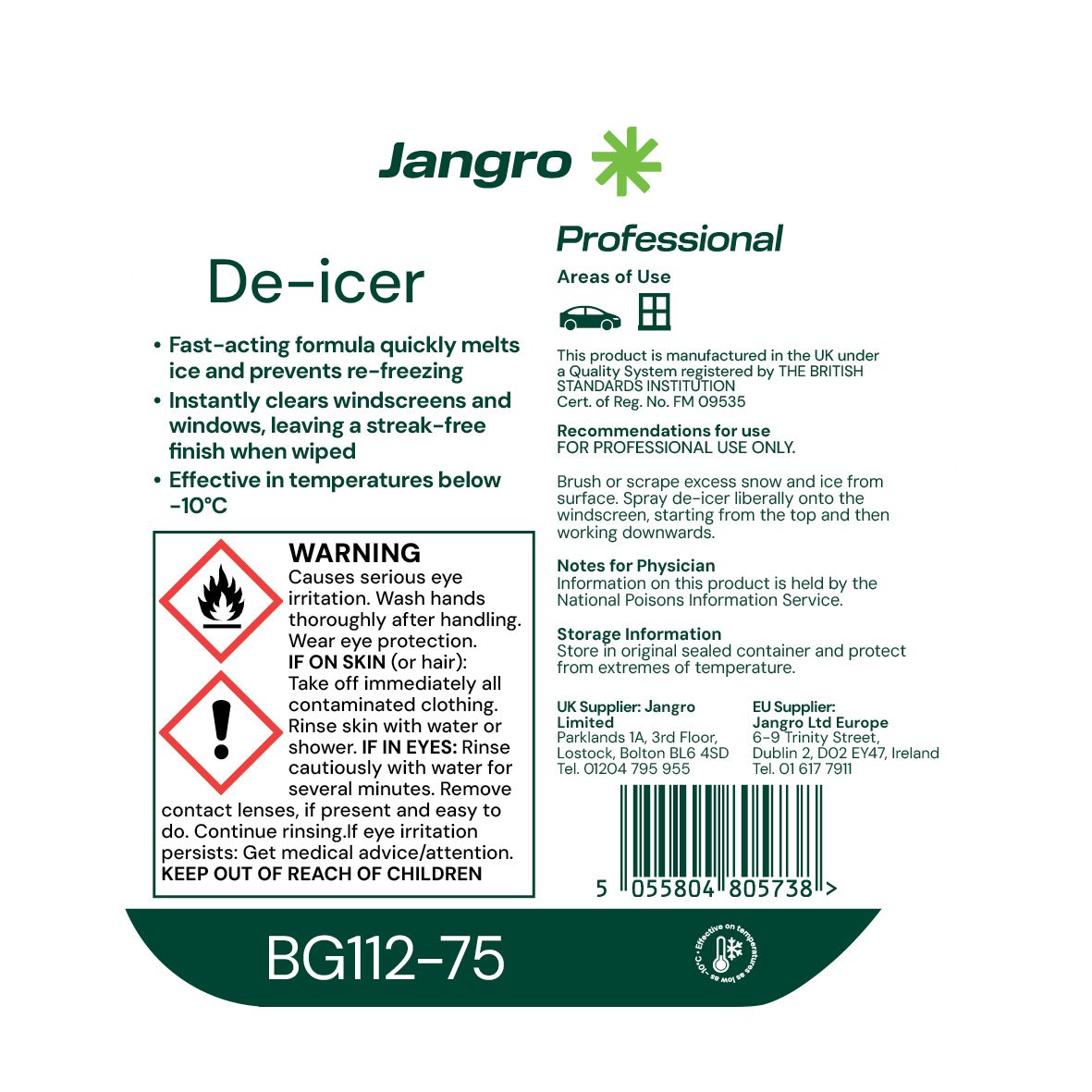 Jangro De-icer 750ml