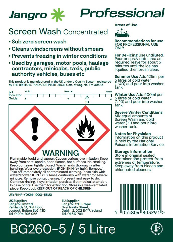 Jangro Professional Screen Wash - 5L