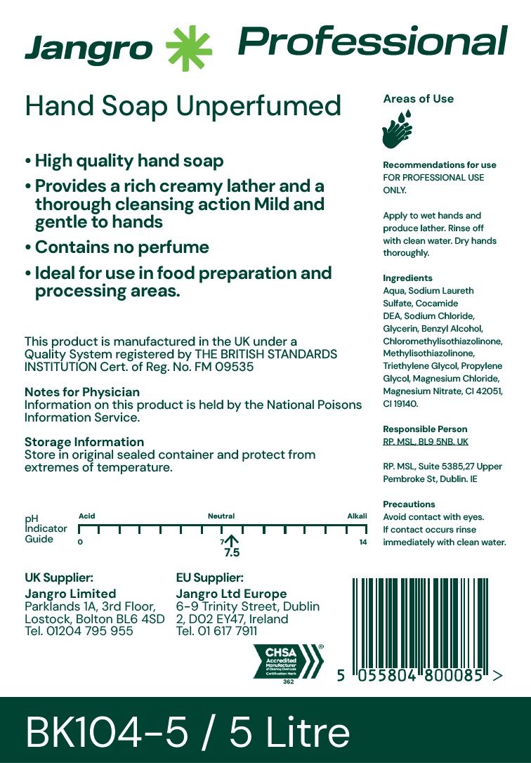 Jangro Professional Unperfumed Hand Soap - 5L