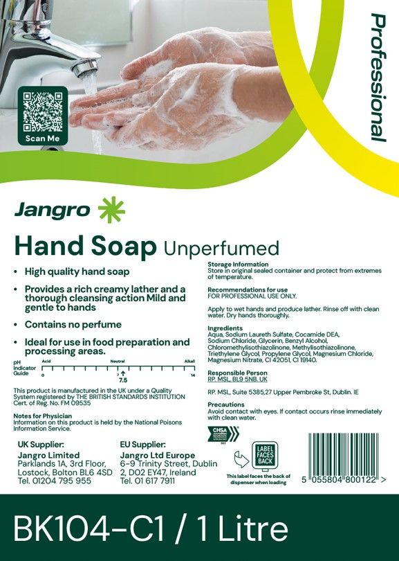 Jangro Professional Unperfumed Hand Soap - 1L