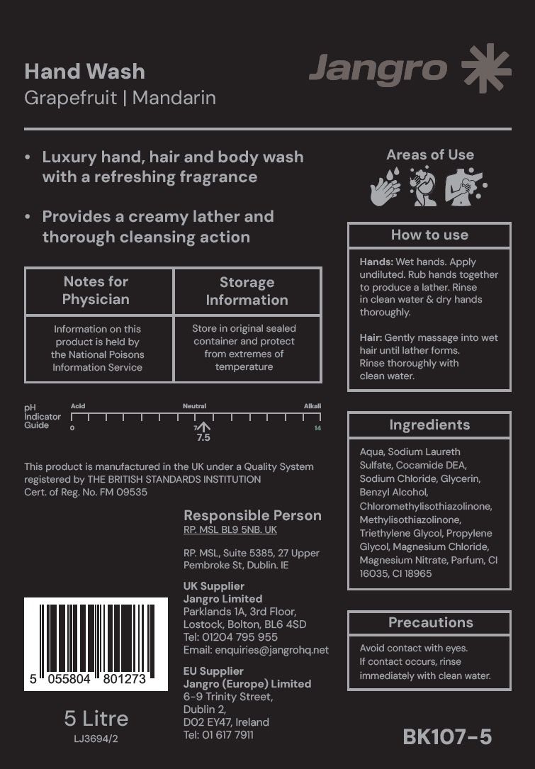 Jangro Grapefruit and Mandarin Hand Wash - 5L