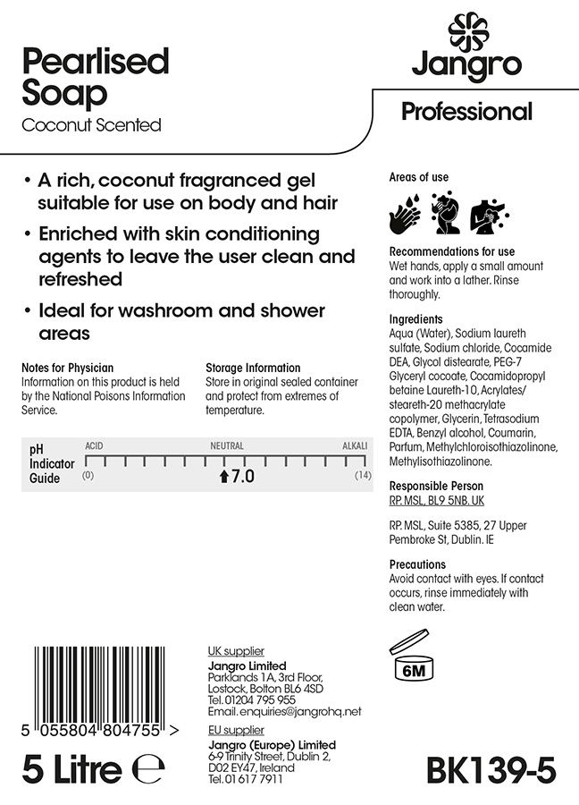 Jangro Professional Pearlised Coconut Hand Soap - 5L