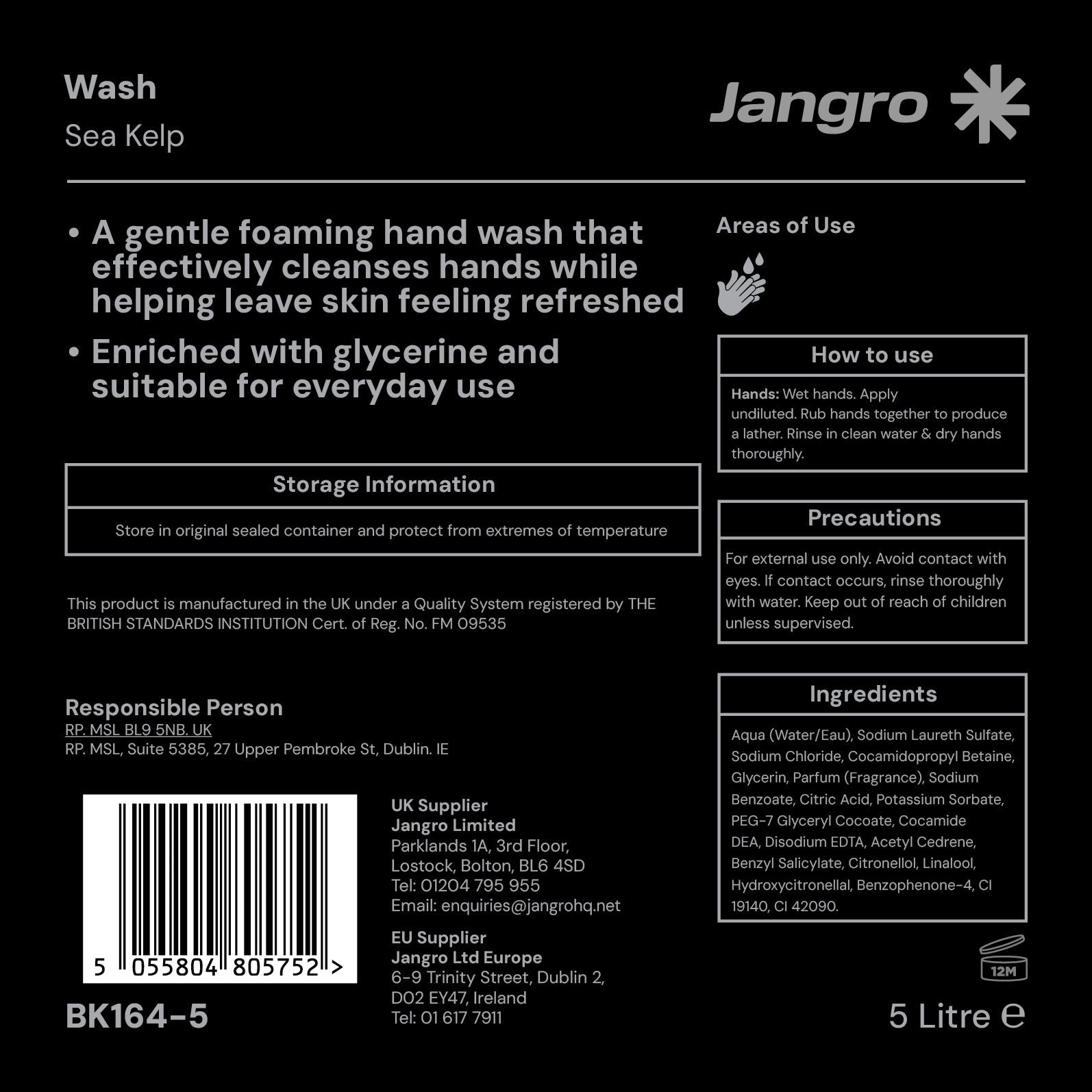 Jangro Sea Kelp Hand Wash 5 litre