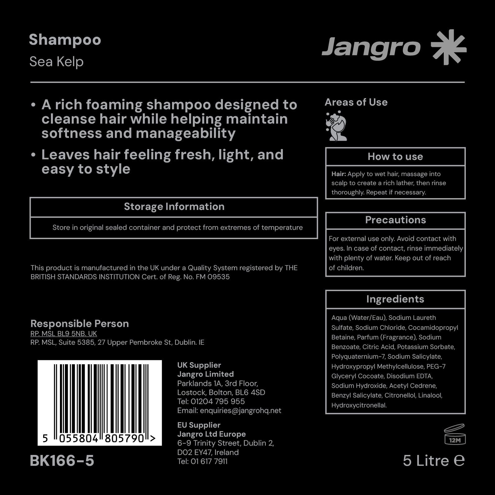 Jangro Sea Kelp Shampoo 5 litre