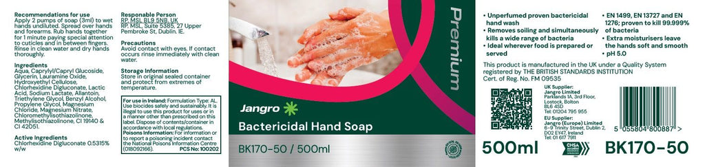 Jangro Premium Bactericidal Hand Soap - 500ml