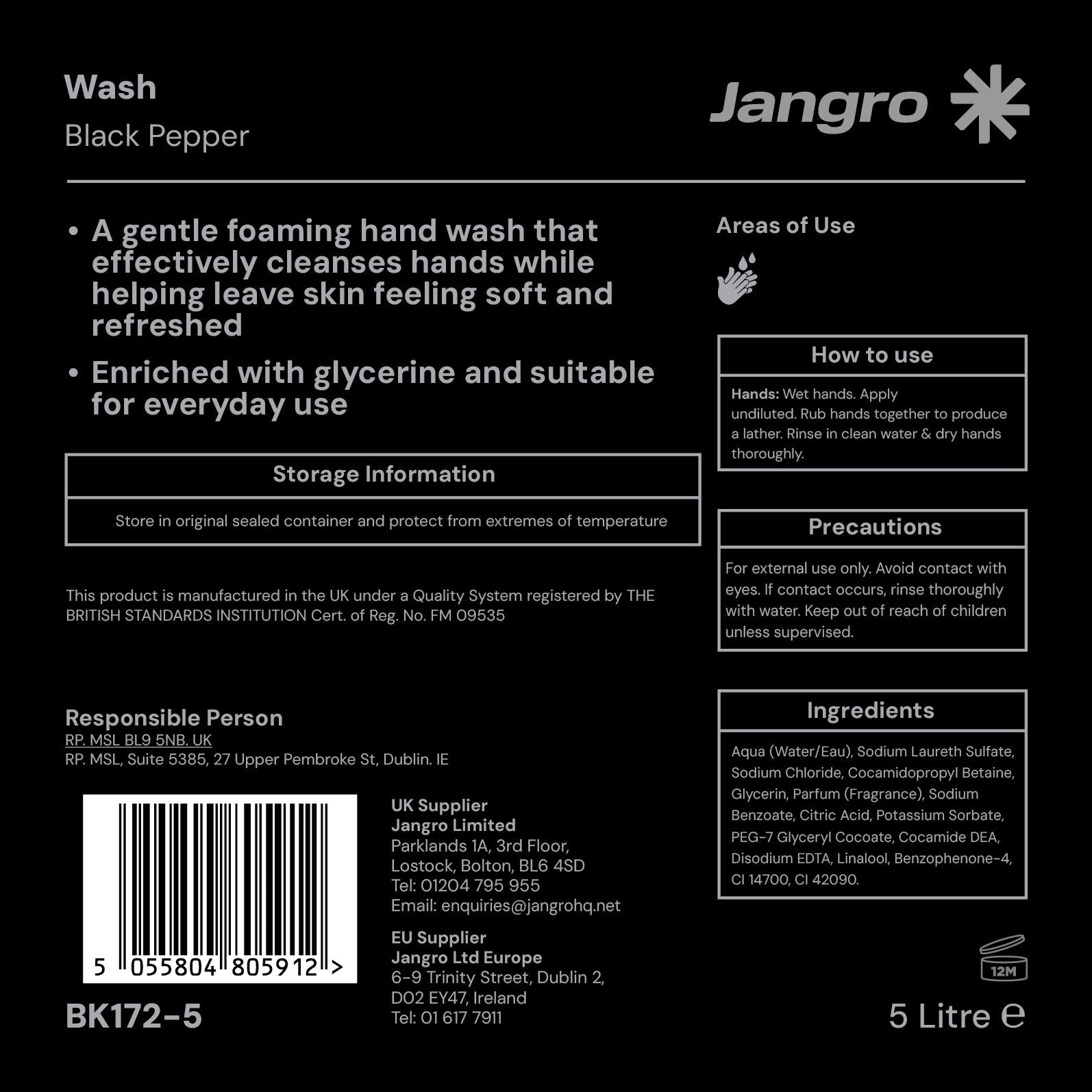 Jangro Black Pepper Hand Wash 5 litre