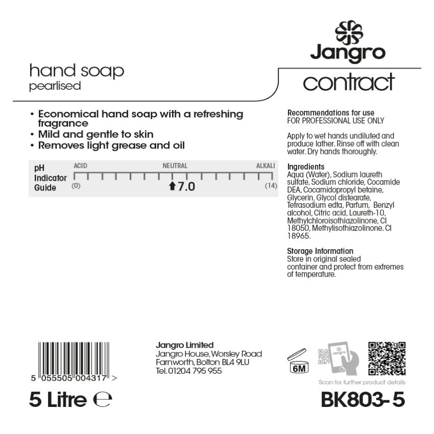 Jangro Contract Pearlised Hand Soap - 5L