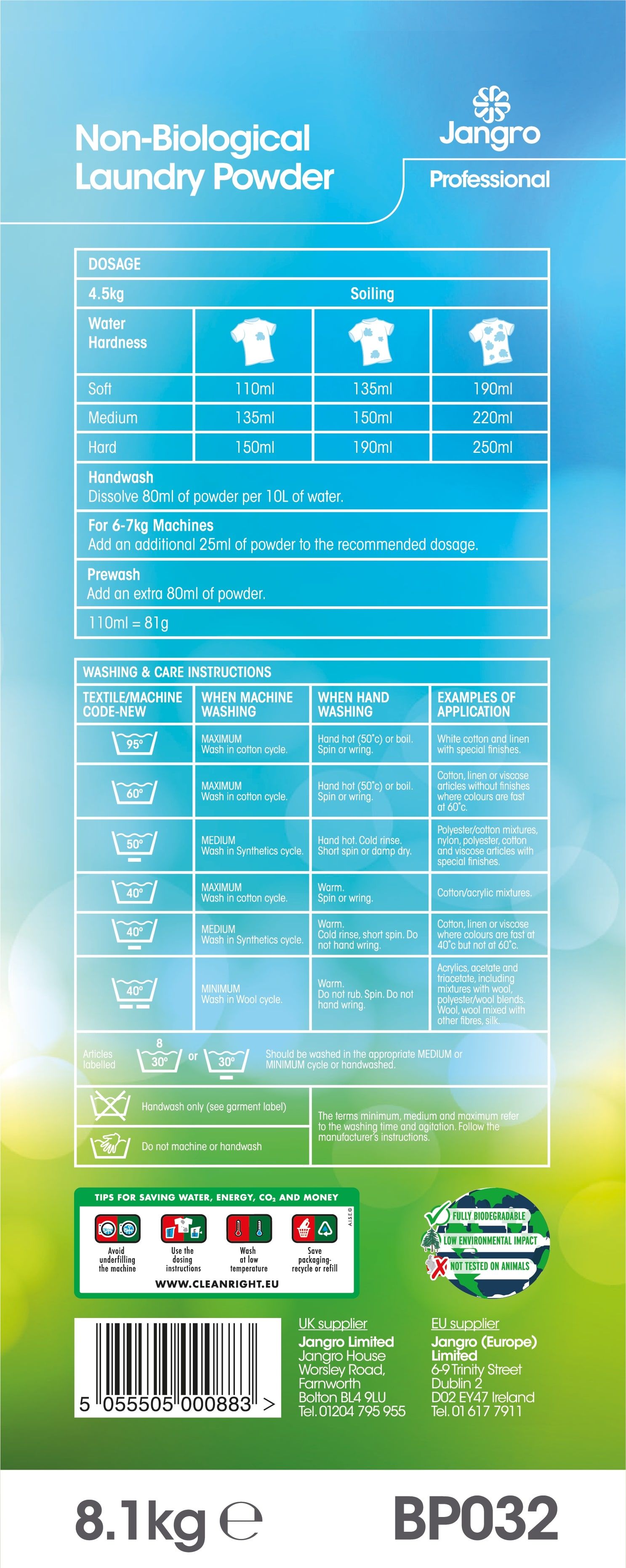 Jangro Professional Non-Bio Laundry Powder