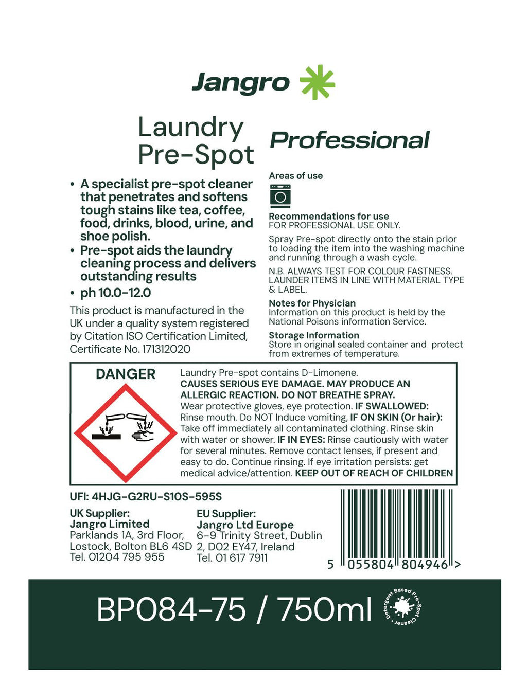 Jangro Laundry Pre-Spot - 750ml