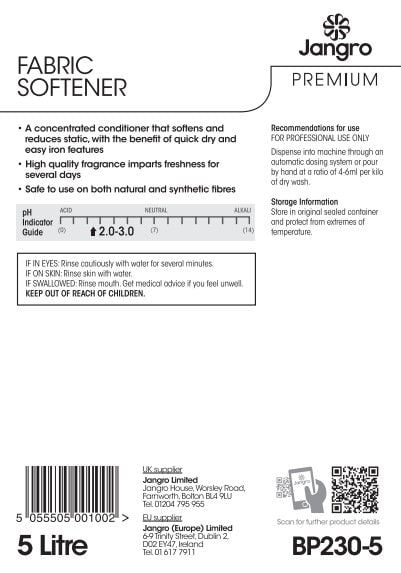 Jangro Premium Fabric Softener - 5L