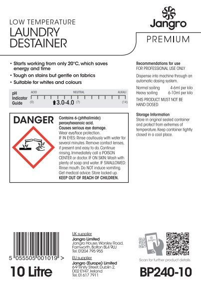 Jangro Premium Low Temperature Laundry Destainer - 10L