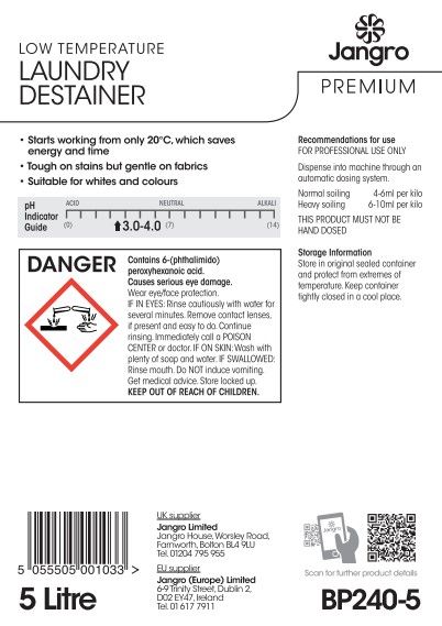 Jangro Premium Low Temperature Laundry Destainer - 5L