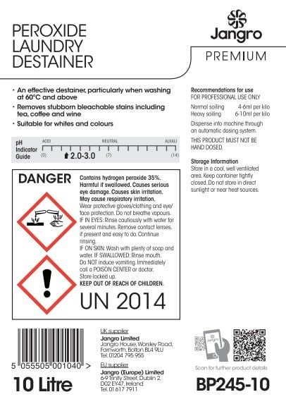 Jangro Premium Peroxide Laundry Destainer - 10L