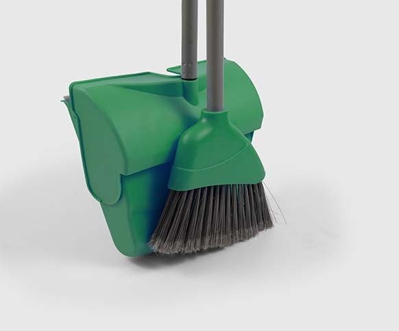 Angle Lobby Dustpan and Soft Brush Set - Green