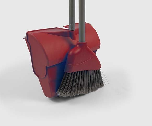 Angle Lobby Dustpan and Soft Brush Set - Red