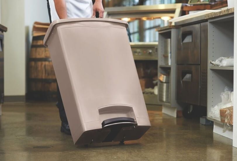 Slim Jim Front Pedal Waste Bin - 90L - Beige