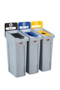 Slim Jim Recycling Station - 3 Stream - Black / Blue / Yellow