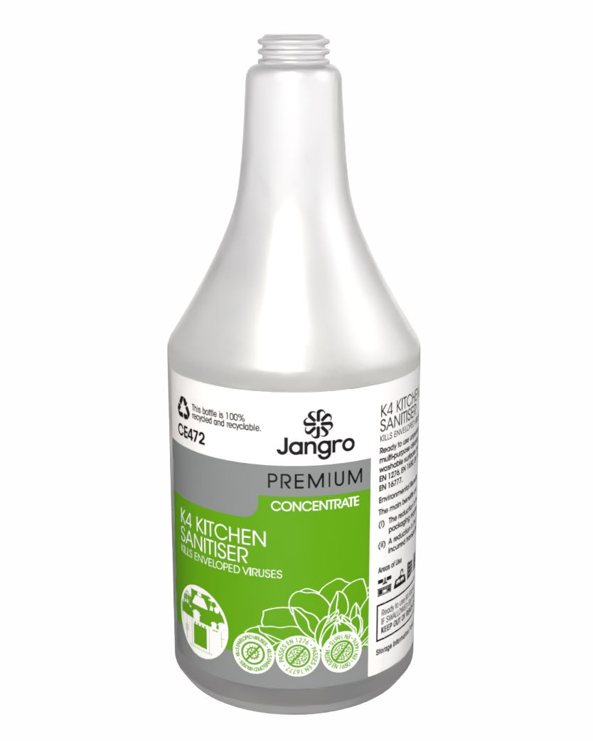 Jangro Premium K4 Kitchen Sanitiser - Concentrate - Empty Bottle