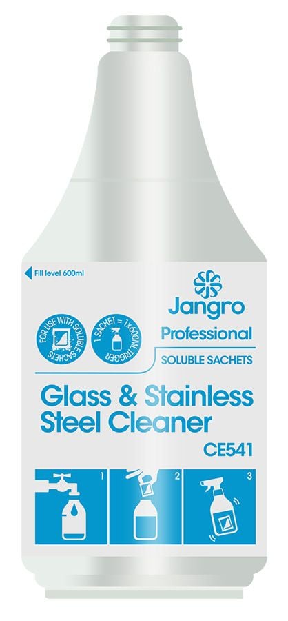 Jangro Professional Glass and Stainless Steel Cleaner - Sachets - Empty Bottle