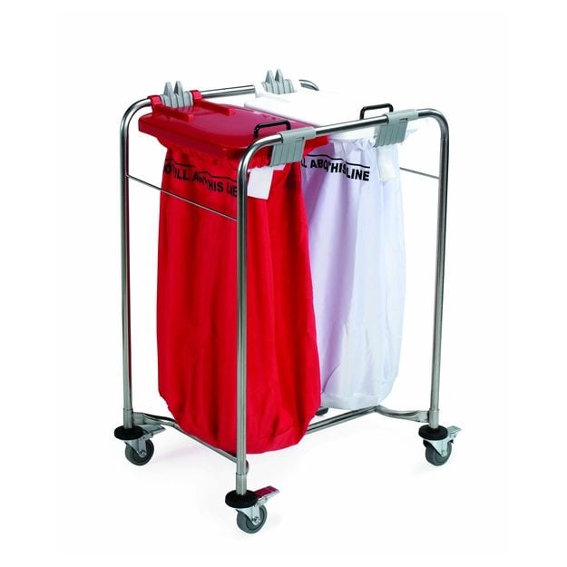 Laundry Cart - 2 Bag - White / Red