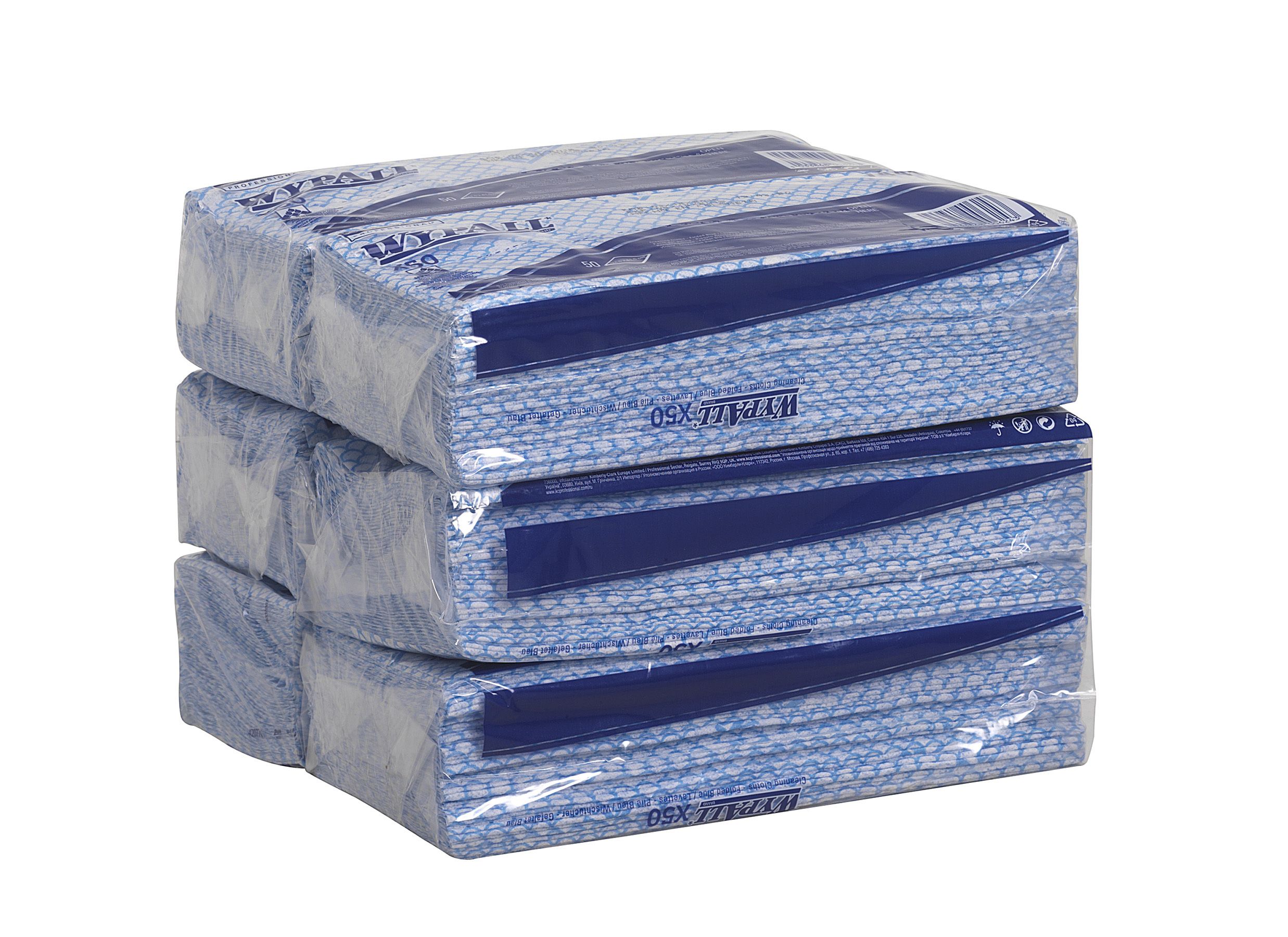 WypAll X50 Interfolded Cleaning Cloths Blue
