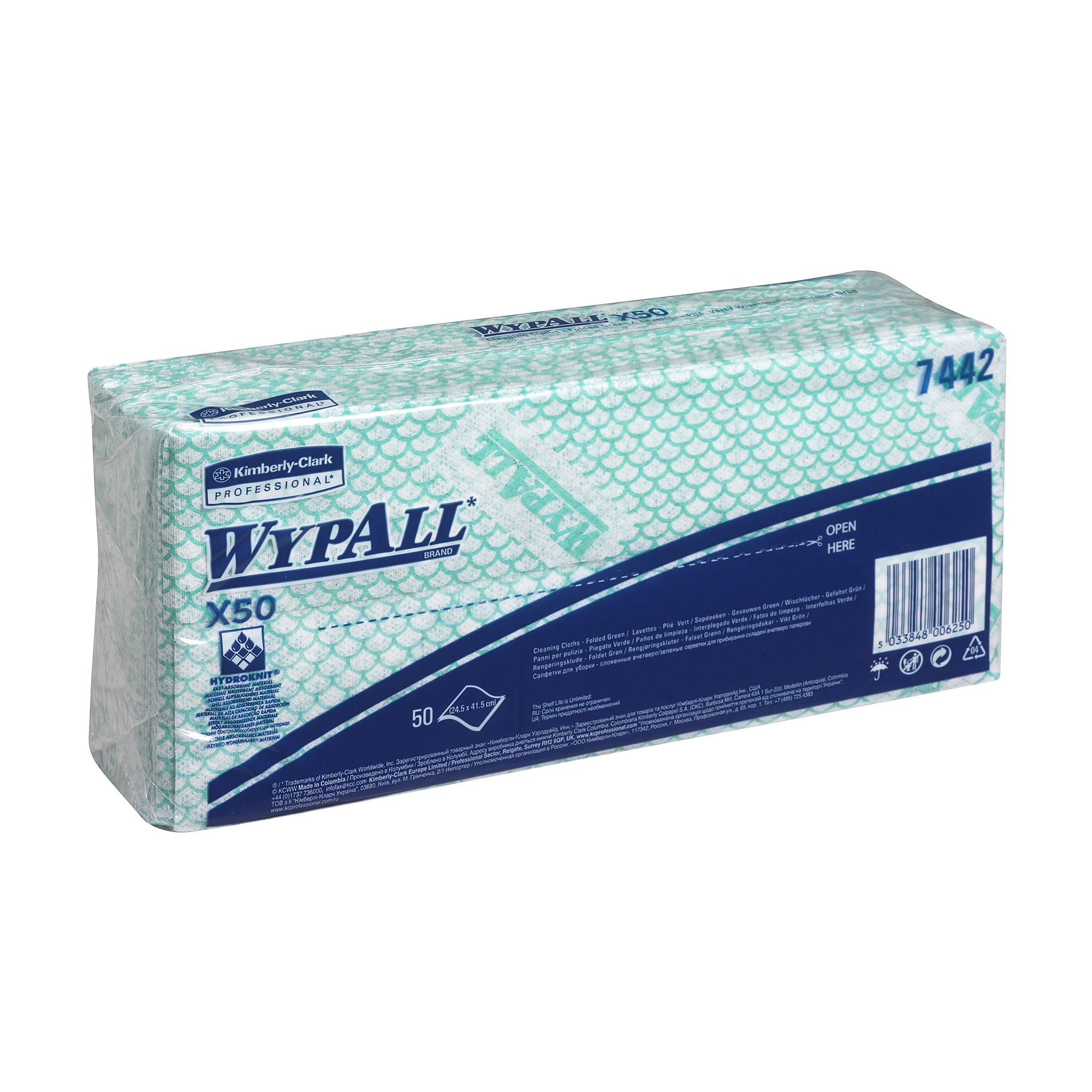 WypAll X50 Interfolded Cleaning Cloths Green