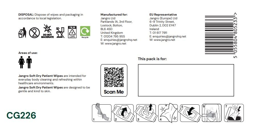 Jangro Professional Soft Dry Patient Wipe 24 x 18cm